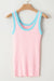 Pink tank top in U in ribbed knit *