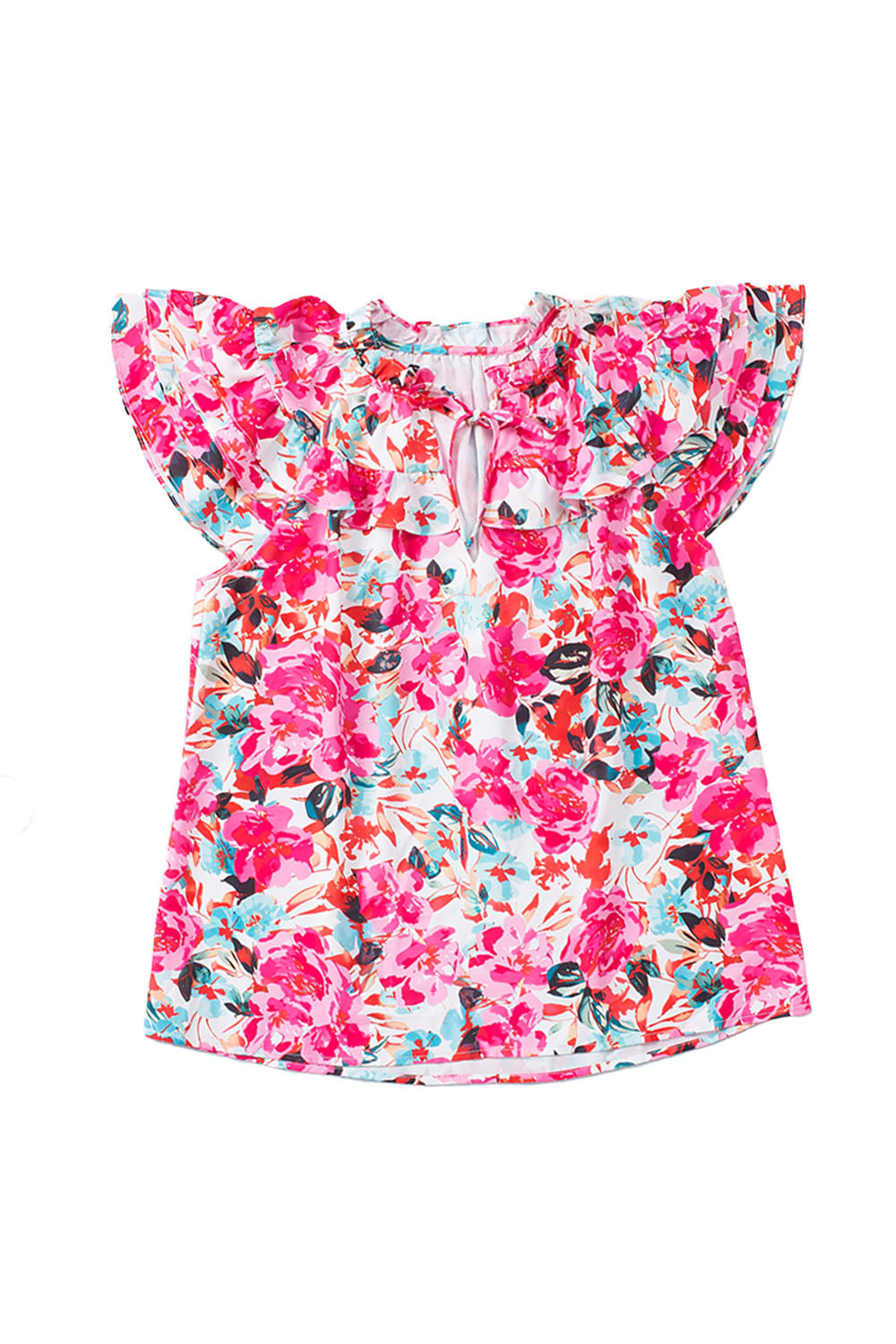 Rose Ruffle Flutter Sleve Floral Print Print