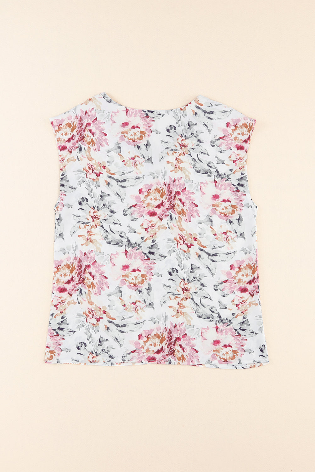 Blouse sans manches en dentelle à imprimé floral rose