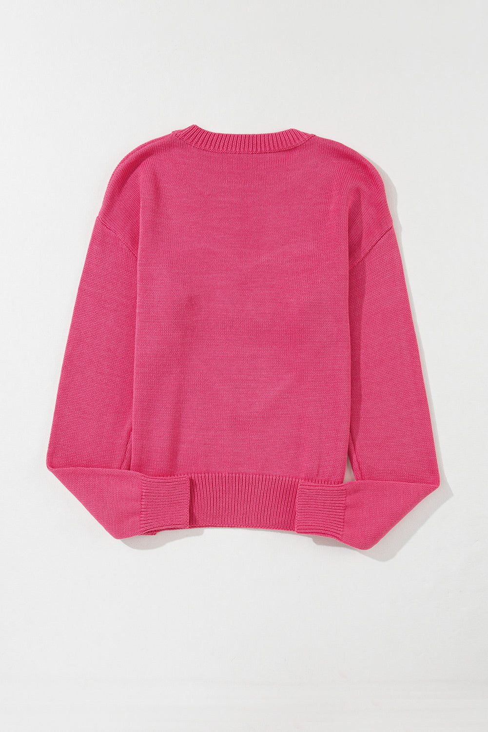 Rose Herz Xoxo Muster Drop Schulterrippenstrickpullover