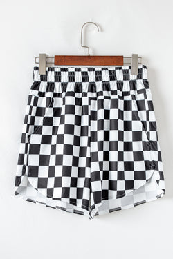 Decatracted shorts high waist with black checkered print *