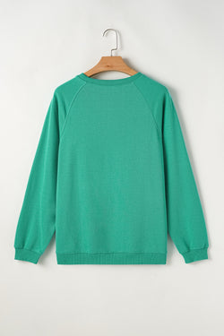 Mint Green Rainbow Color Block Striped Sweatshirt