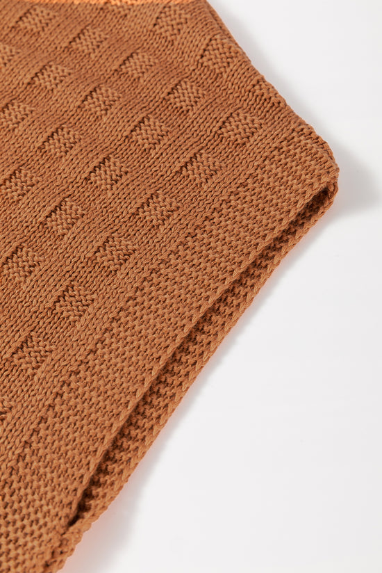 Camel round -collar -round knitting sweater vest