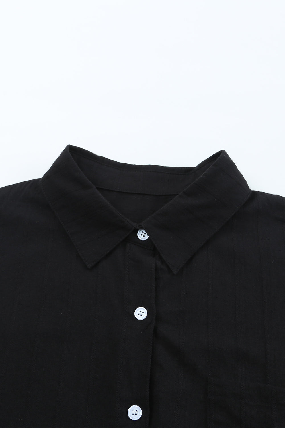 Chemise à manches longues à poche boutonnée texturée noire