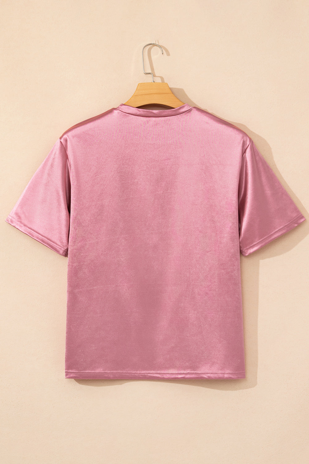 Pink loose cutting t-shirt with chest pocket