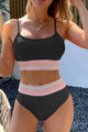 Bikini swimsuit high waist with black stripes and spaghetti strapks