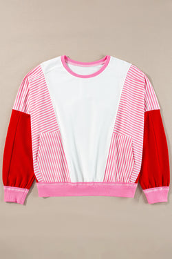 Sweet-shirt with batchwork rose pink