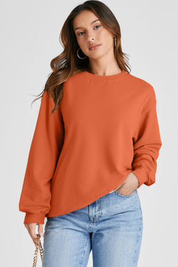 Plain orange crew neck sweatshirt with dropped shoulders