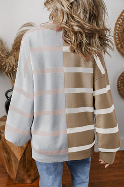 Striped khaki over-dimensional sweater *