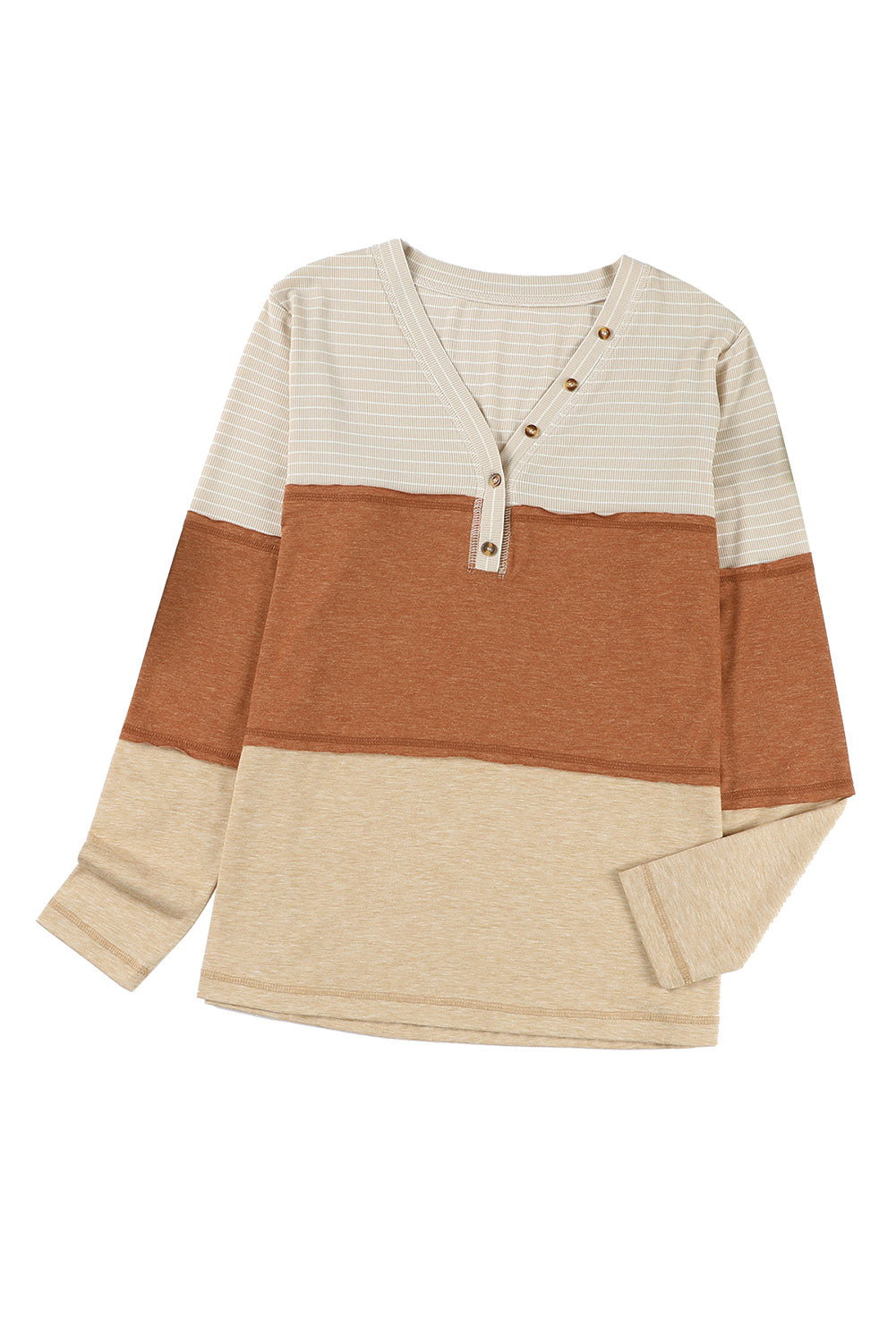 Top henley color block de rayas naranjas