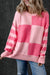 Large pink sweater for a low -low striped color block