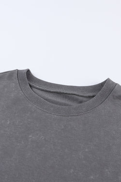 Grey Oversized Sweatshirt with Dropped Shoulders and Ribbed Trim