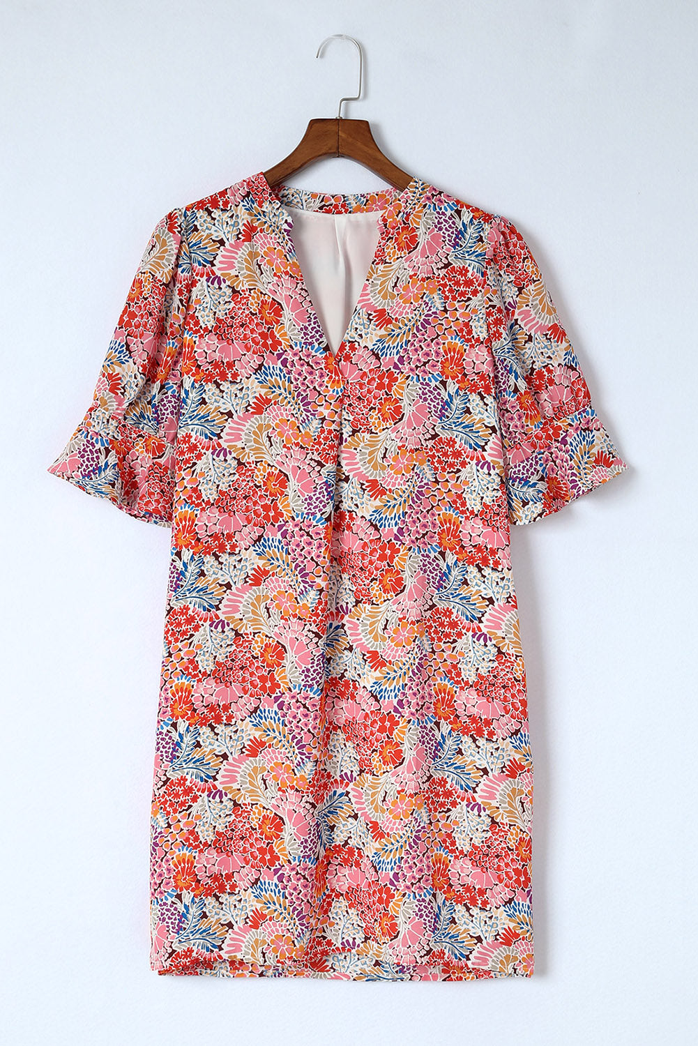 Robe à manches de flottement imprimées florales multicolores Boho