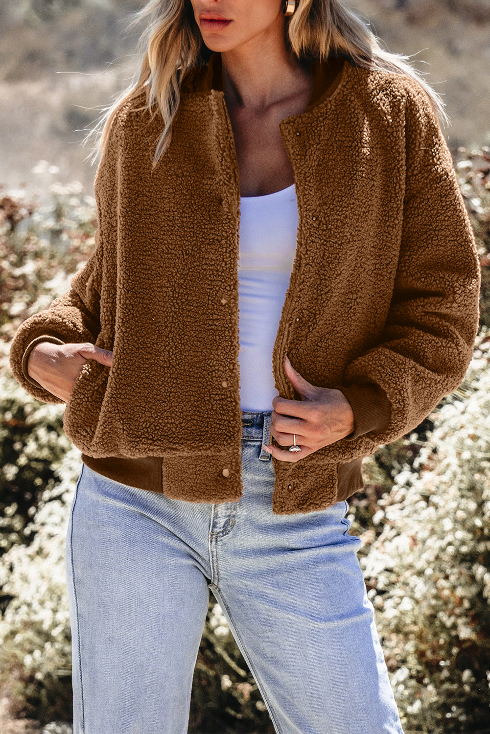 Blouson aviateur côtelé à col de baseball Redwood Burl Sherpa-A WOMAN WE LOVE