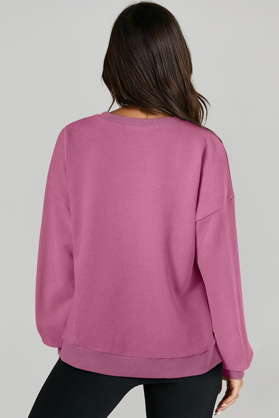 Valerian Solid Color Crew Neck High Low Hem Sweatshirt