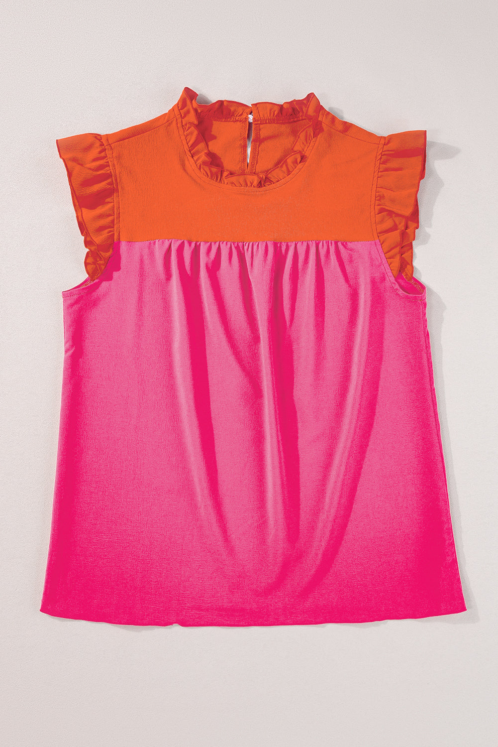 Naranja de dos tonos Rushled Flutter manga Blusa