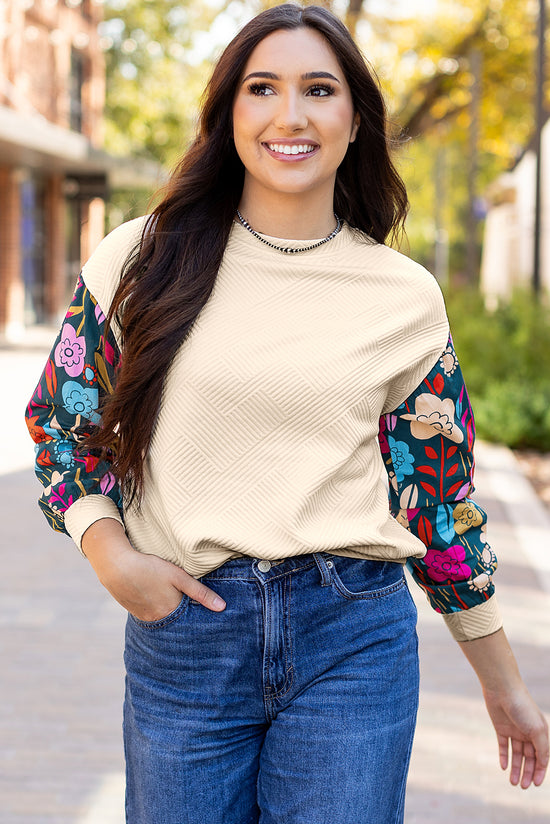 Sweat-shirt  en tricot texturé blanc  *