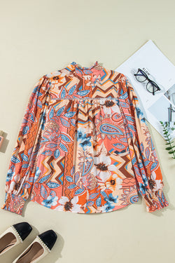 Large shirt buttoned with frowned and orange floral print