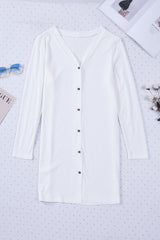Cardigan blanc à boutons ouverts de couleur unie-A WOMAN WE LOVE