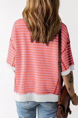 Ugly multicolored t-shirt with contrasting edge and apparent seams