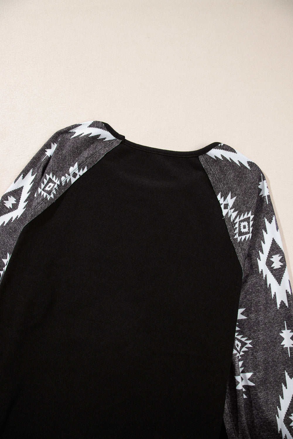 Black Western Print Patch Long Sleeve Top