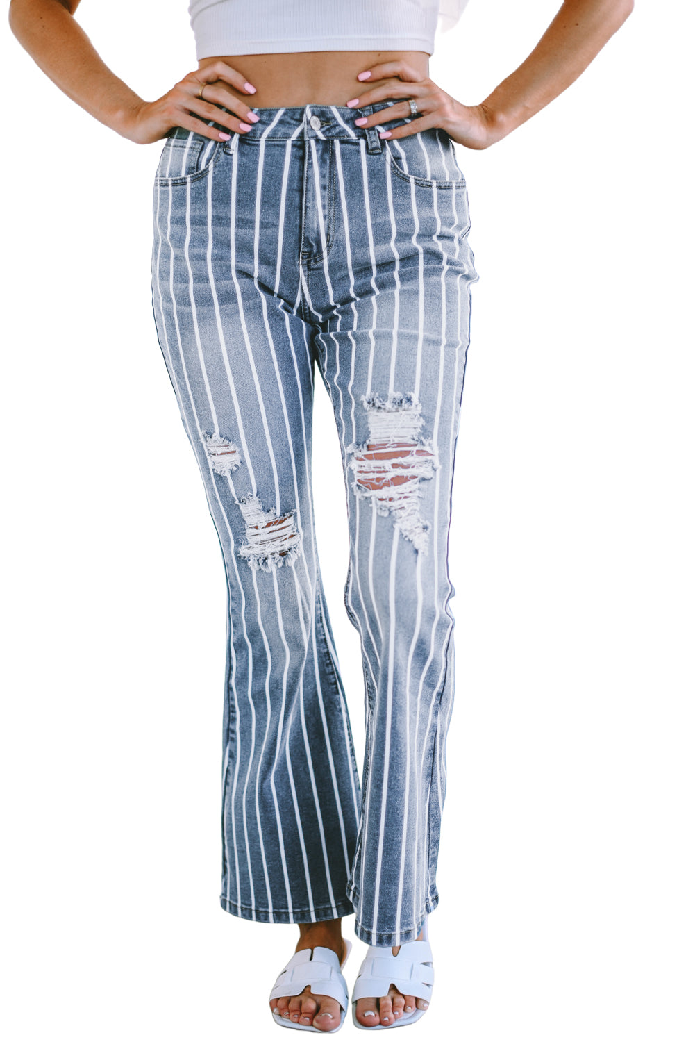 Jeans a strisce verticali a strisce verticali