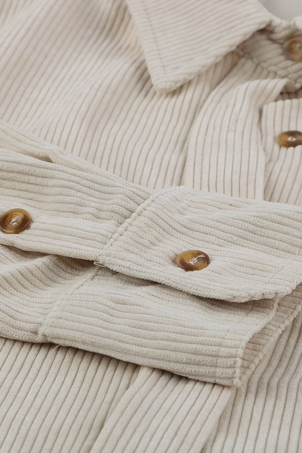 Beige Corduroy Button Pocket Shirt