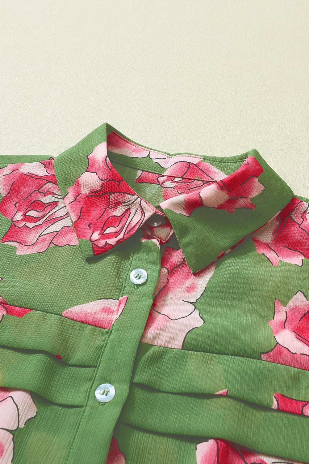 Chemise à manches bouffantes à imprimé floral vert vert