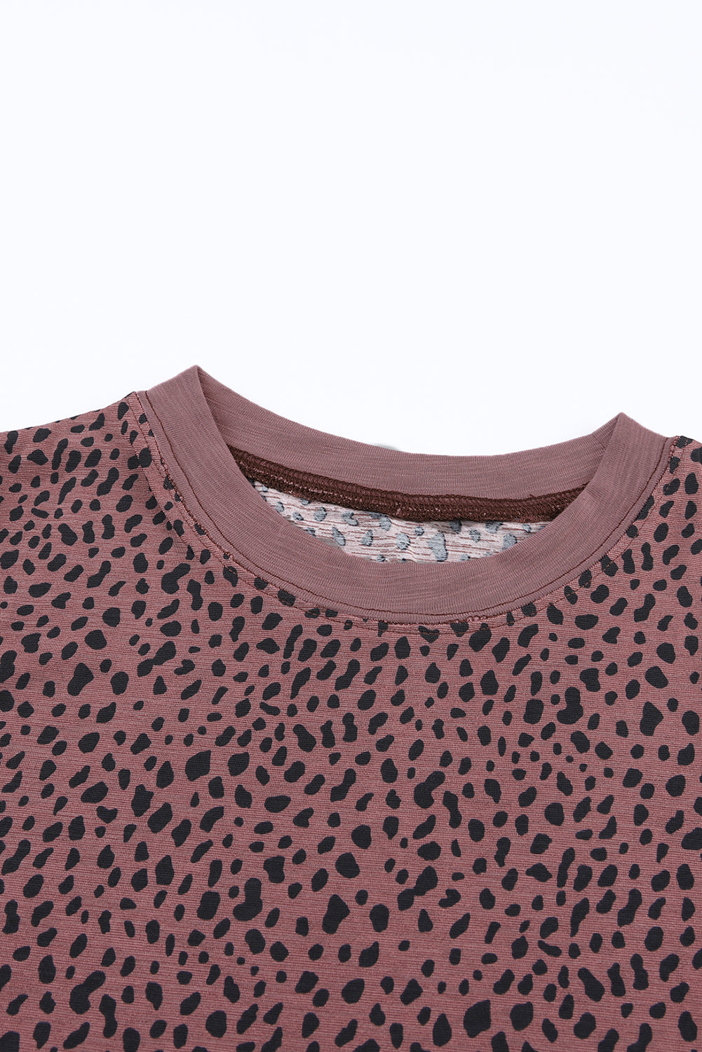 Animal Spotted Print Round Neck Long Sleeve Top