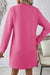 Solid Color Red Pink Textured Long Sleeve Straight Dress