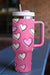 Tasse Thermos Imprimée Coeur Rose Rouge Saint Valentin avec Poignée 40oz