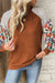 Long sleeve ribbed blouse and Cinnamon floral patchwork