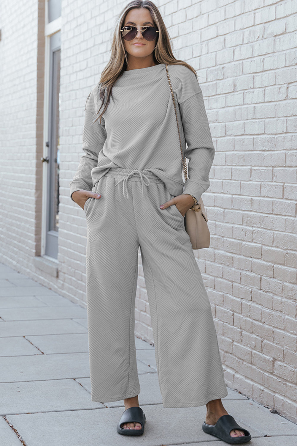 Grigio Ultra Sbose Textured 2PCs Slouchy Outfit