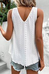 Débardeur ample en dentelle blanche avec épissure au crochet et col en V-A WOMAN WE LOVE