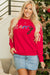 Fiery Red Tinsel Happy Letters Drop Shoulder Loose Sweater