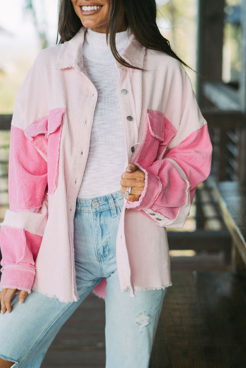 Chaqueta de terciopelo de Côte con costuras de delicadeza de Bicolores expuestas