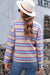 Apricot Striped V-Neck Drop Shoulder Loose Sweater