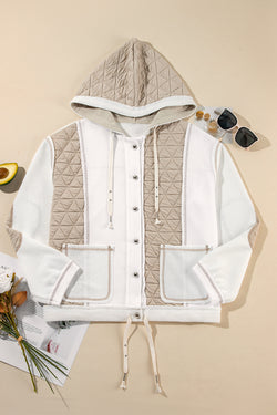 Chaqueta con capucha beige matelassed texturized Patchwork Ample corta