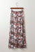 Long high waist skirt with brown floral print