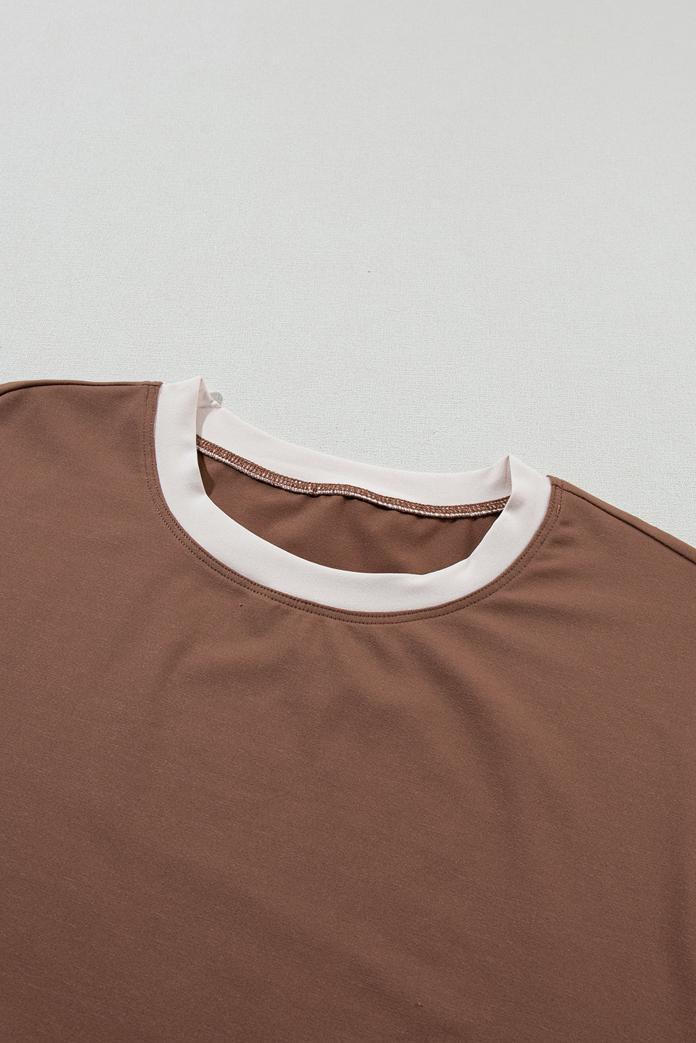 Chestnut Color Block Detail Casual Two-piece Outfit