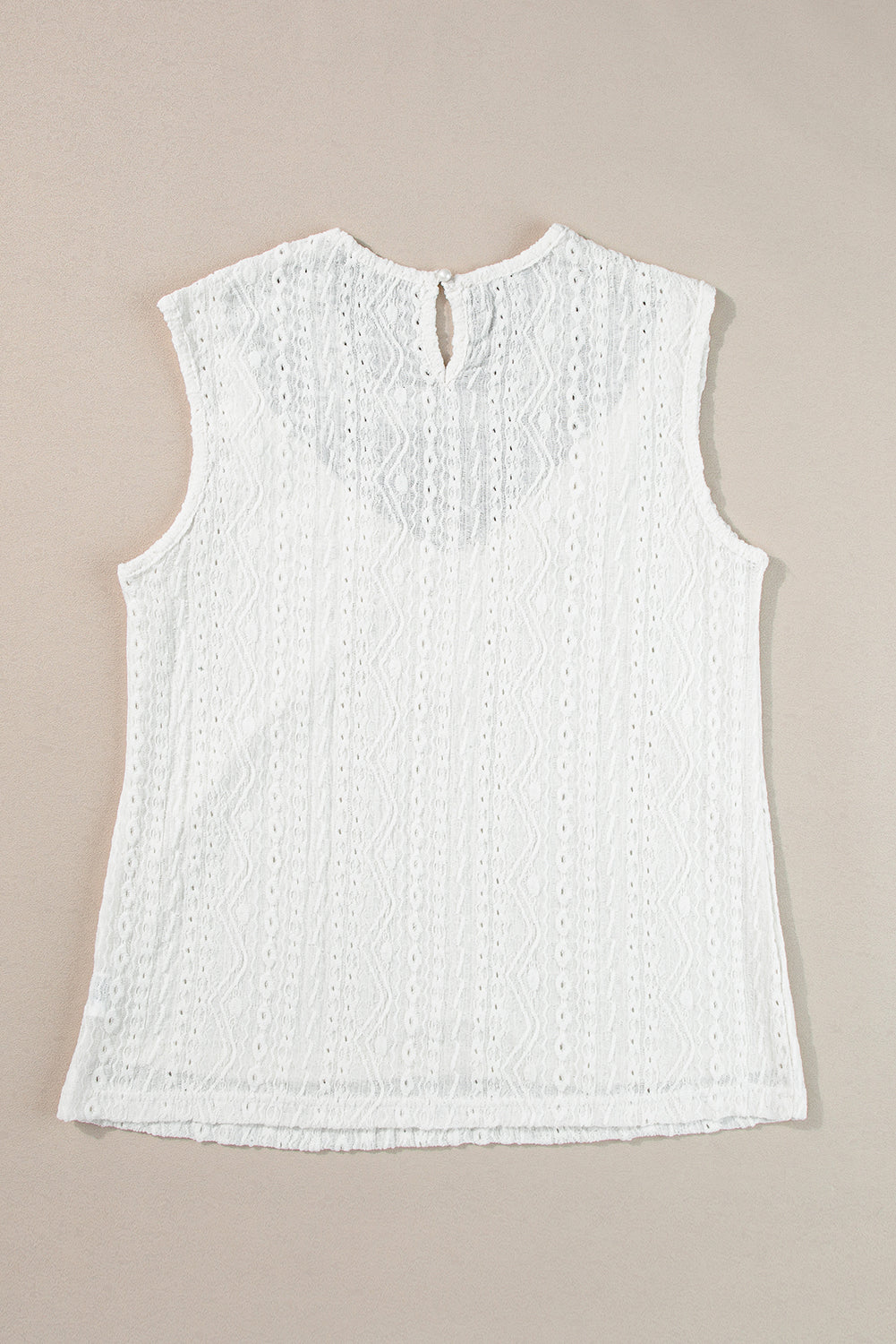 Cabellado de crochet de encaje blanco Guipure Camiseta trasera