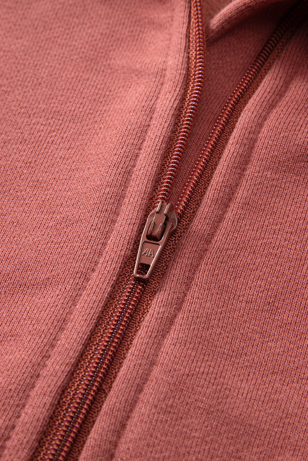 Sweat à manche à pouce à collier marron zip