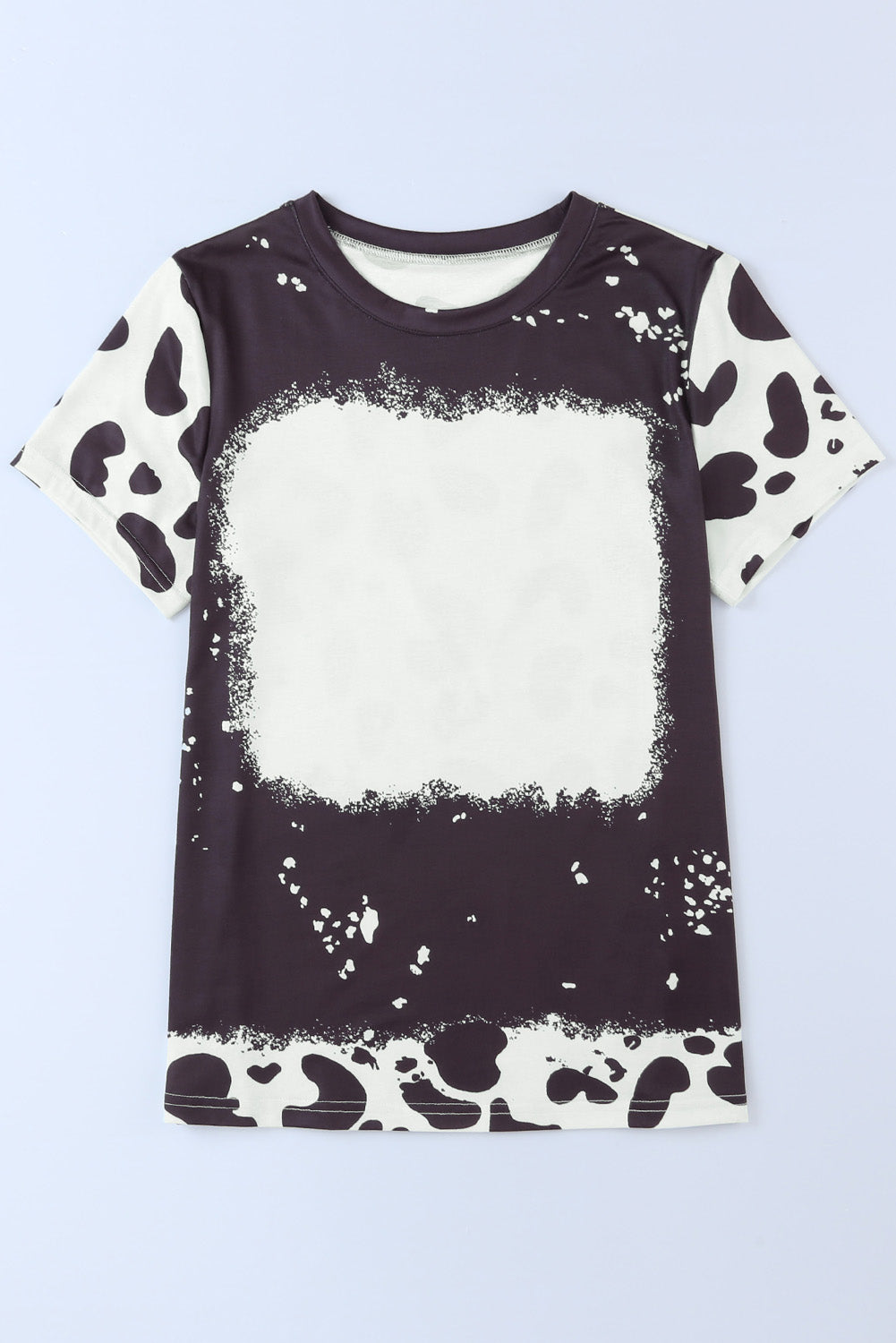 Black T-shirt with short sleeves and Tie Dye discolored round neck