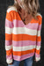 Decreeed sweater with orange stripes and color block with v -collar collar