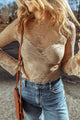 Long sleeve blouse slim cup in mesh and apricot lace