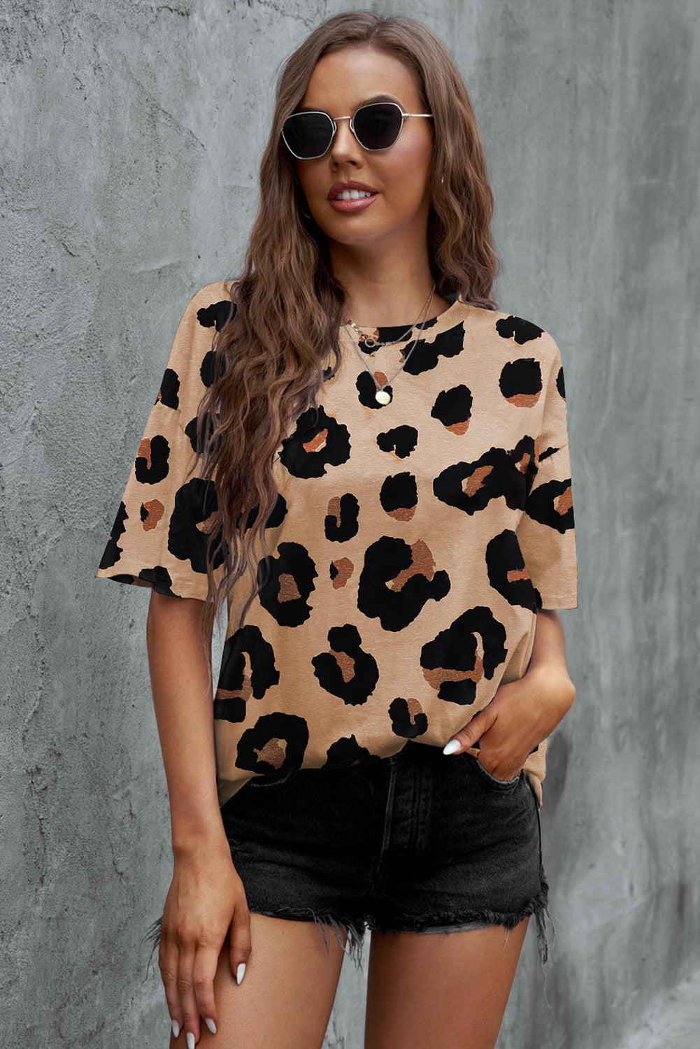 Freund Leopard drucken lose T -Shirt