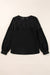 Black long sleeve crochet lace crew neck top