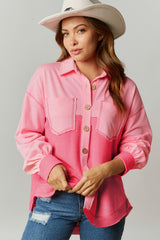 Veste ample boutonnée en tricot gaufré contrasté bicolore à fleurs de pêcher
