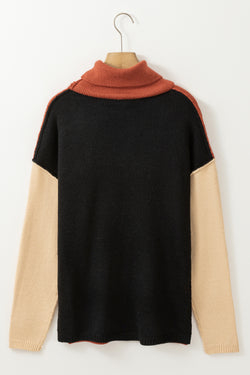 Clay Red Drop Shoulder Turtleneck Knit Sweater