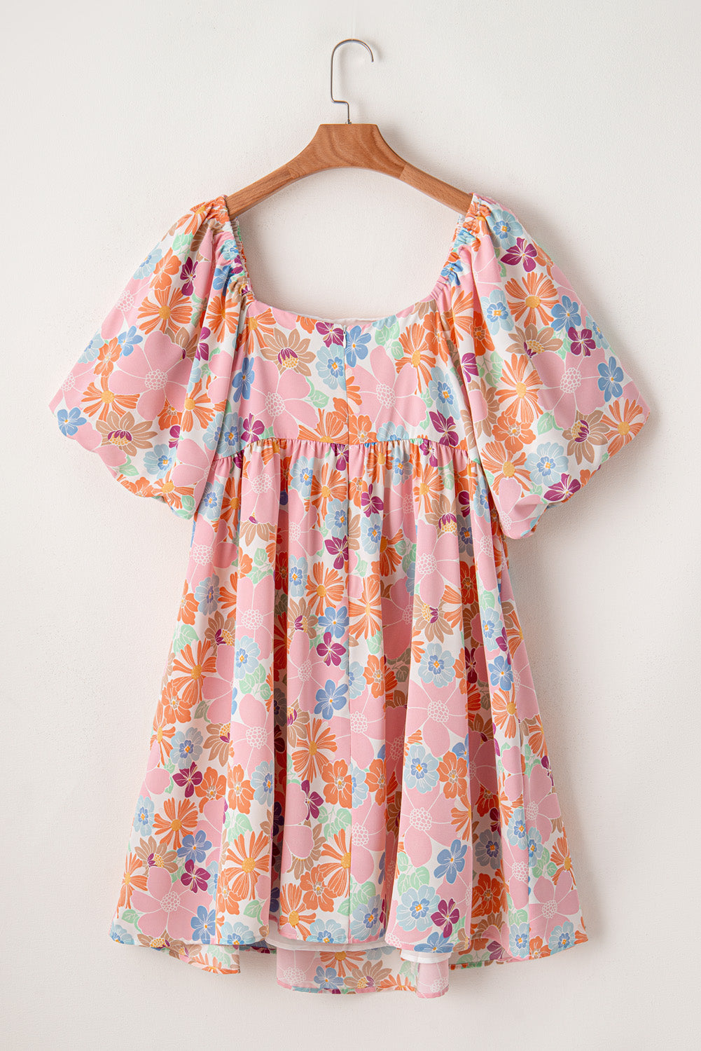 Robe babydoll multicolore à manches bouffantes et col carré